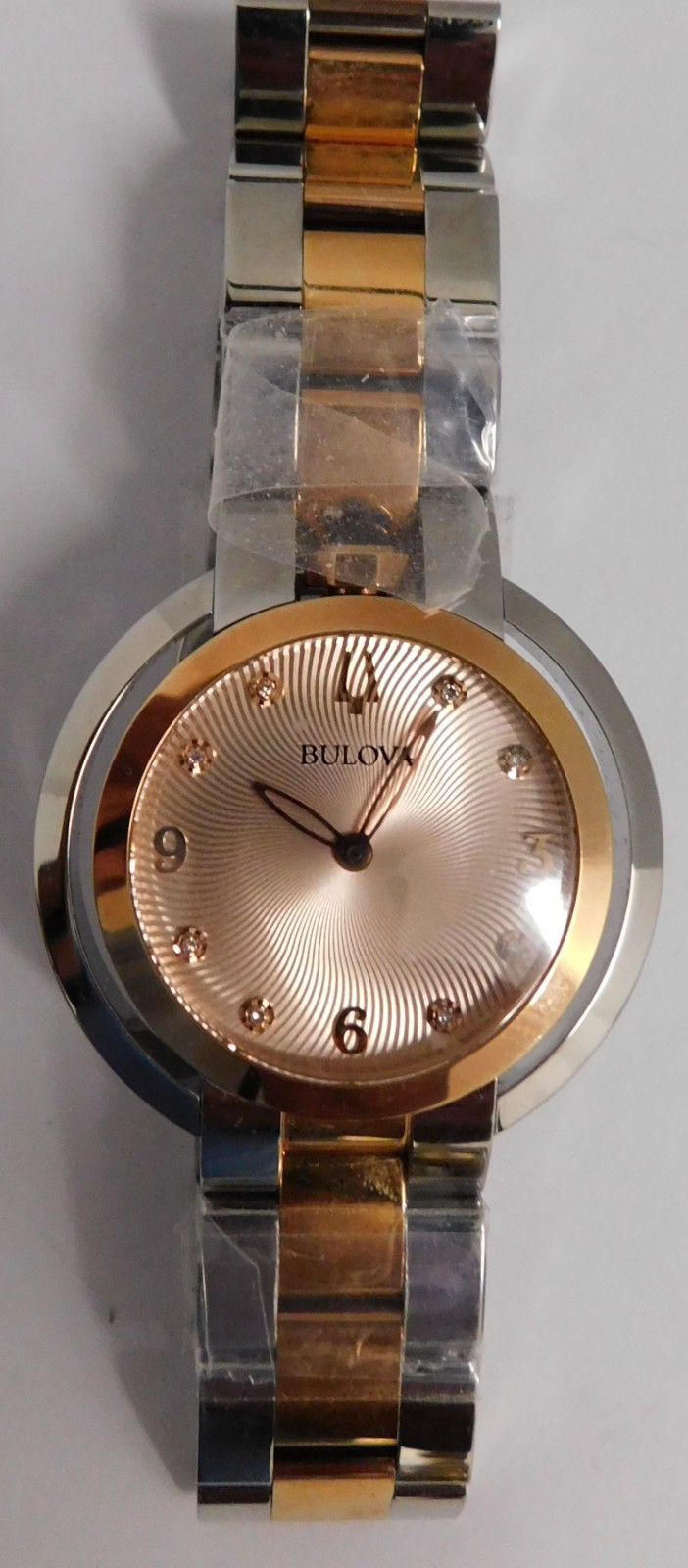 Bulova 98P174 Rubaiyat Diamond Stainless Silver & Rose Gold Tone Ladies Watch