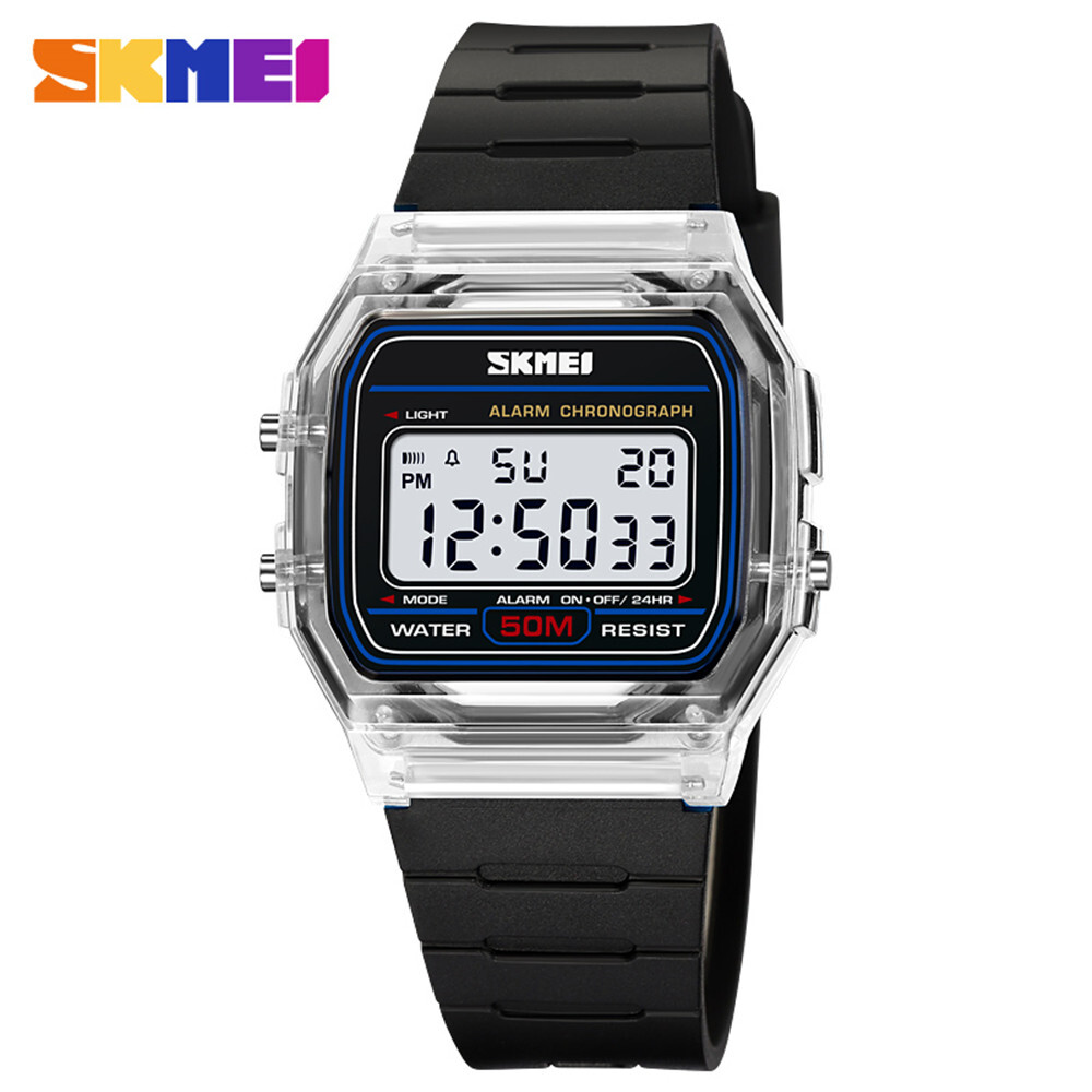 SKMEI Men’s Digital Sport Watch Silicone Rectangle Dial Waterproof Wristwatch