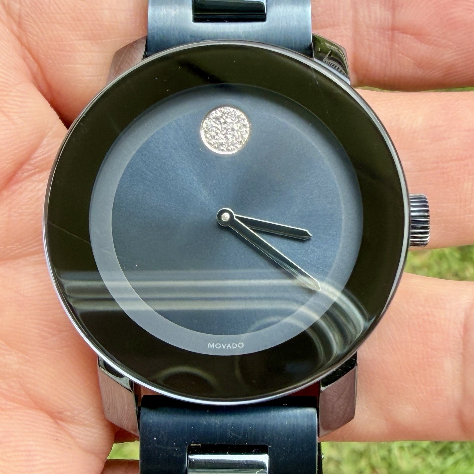 Movado BOLD Dark Blue Ceramic Dark Blue Dial 36mm Watch MB.01.3.14.6037 NEW BATT