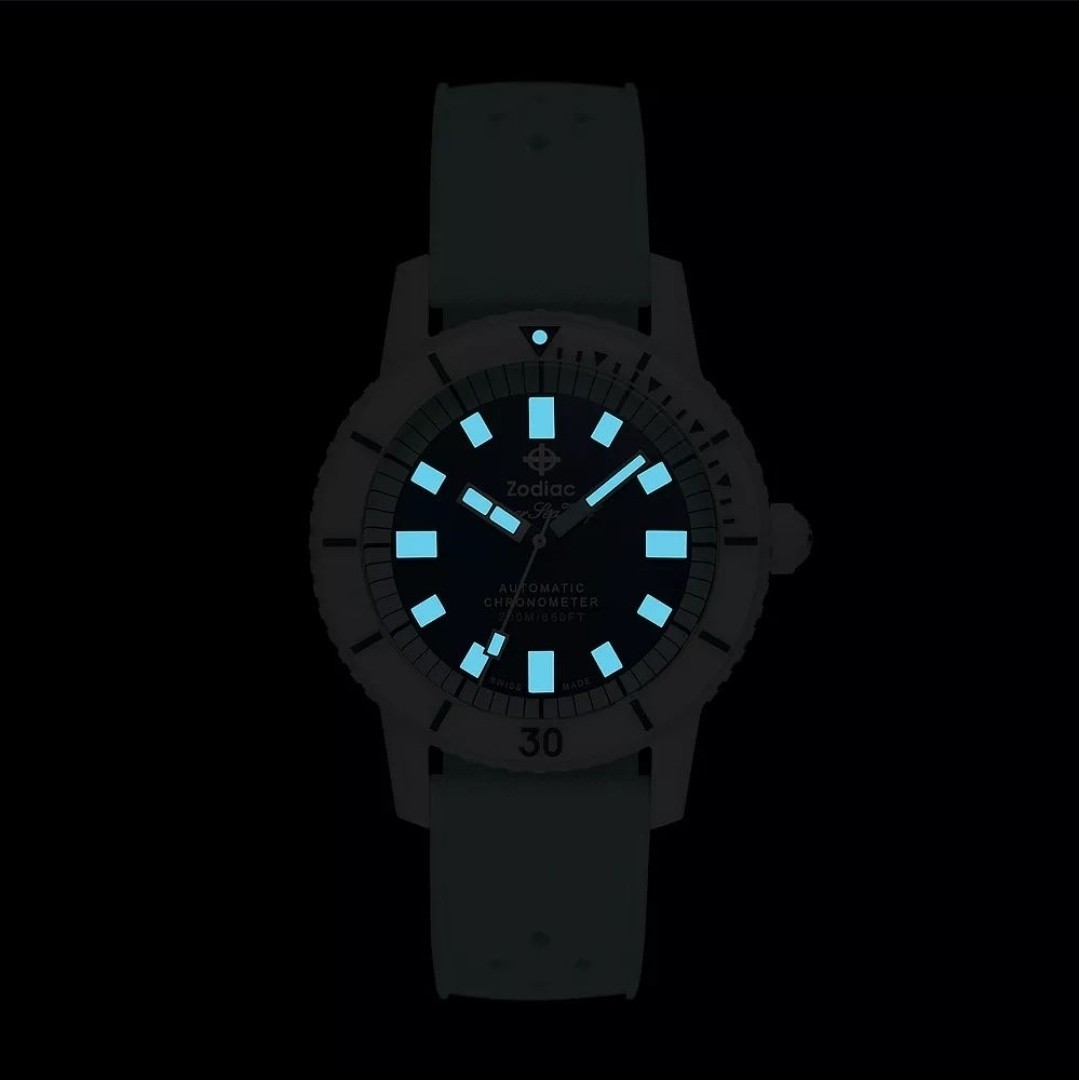 Zodiac Super Sea Wolf Ceramic Light Blue Automatic Compression Dive Watch ZO9590