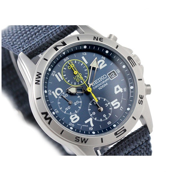 Seiko Chronograph SND379R Blue Dial Stailess Steel Quartz Men Watch w/ BOX JP