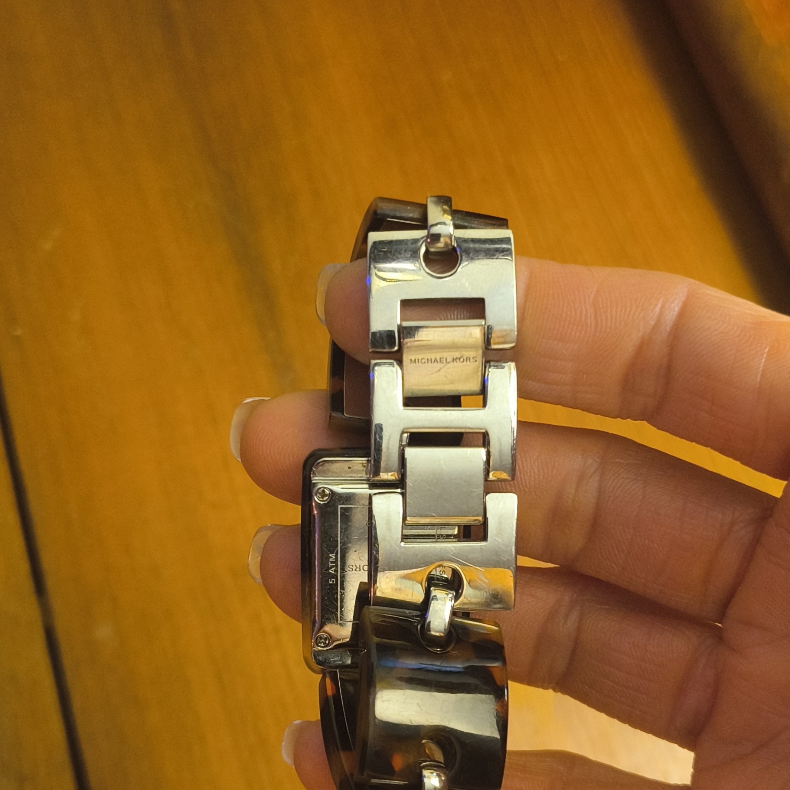 Michael Kors Women’s Brown Resin Stainless Steel Rectangle Analog Dress Watch
