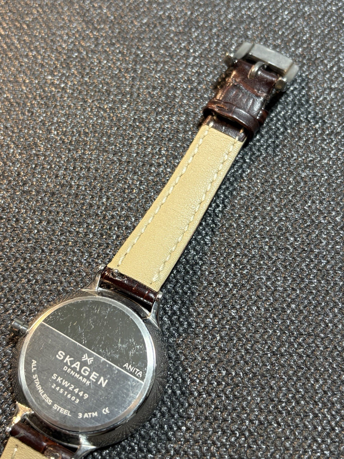 Skagen Denmark Anita Brown Leather Strap Women Watch SKW2449,Day/Date,Stainless