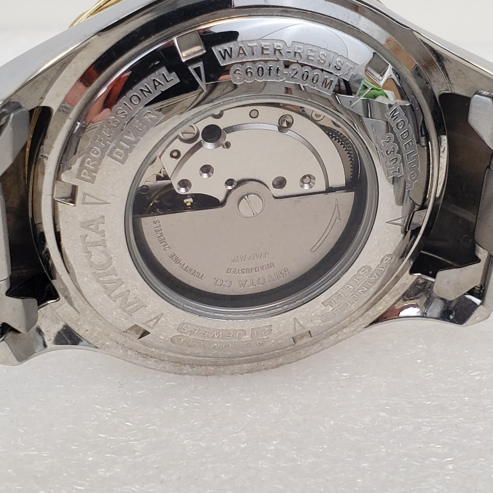 Invicta Pro Diver Automatic Watch Stainless Steel Gold Silver 46.5mm 2307