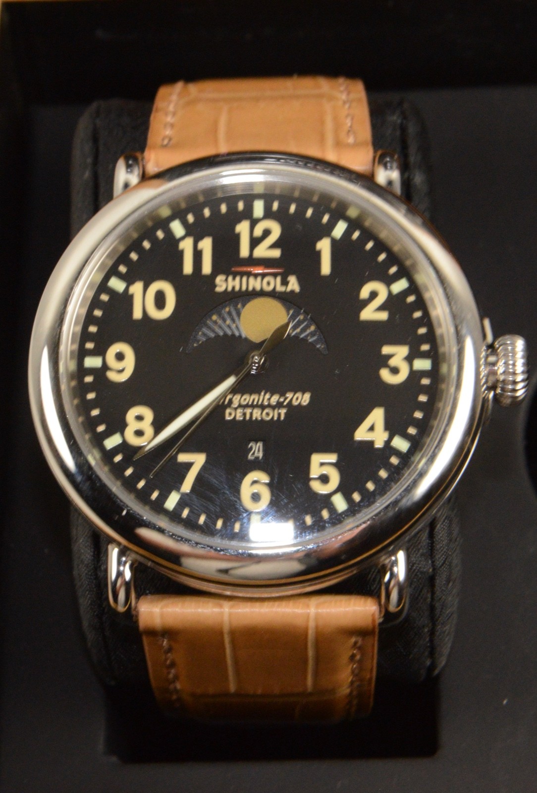 Shinola 41mm Runwell Moon Phase Watch Argonite-708 Stainless Steel Case New