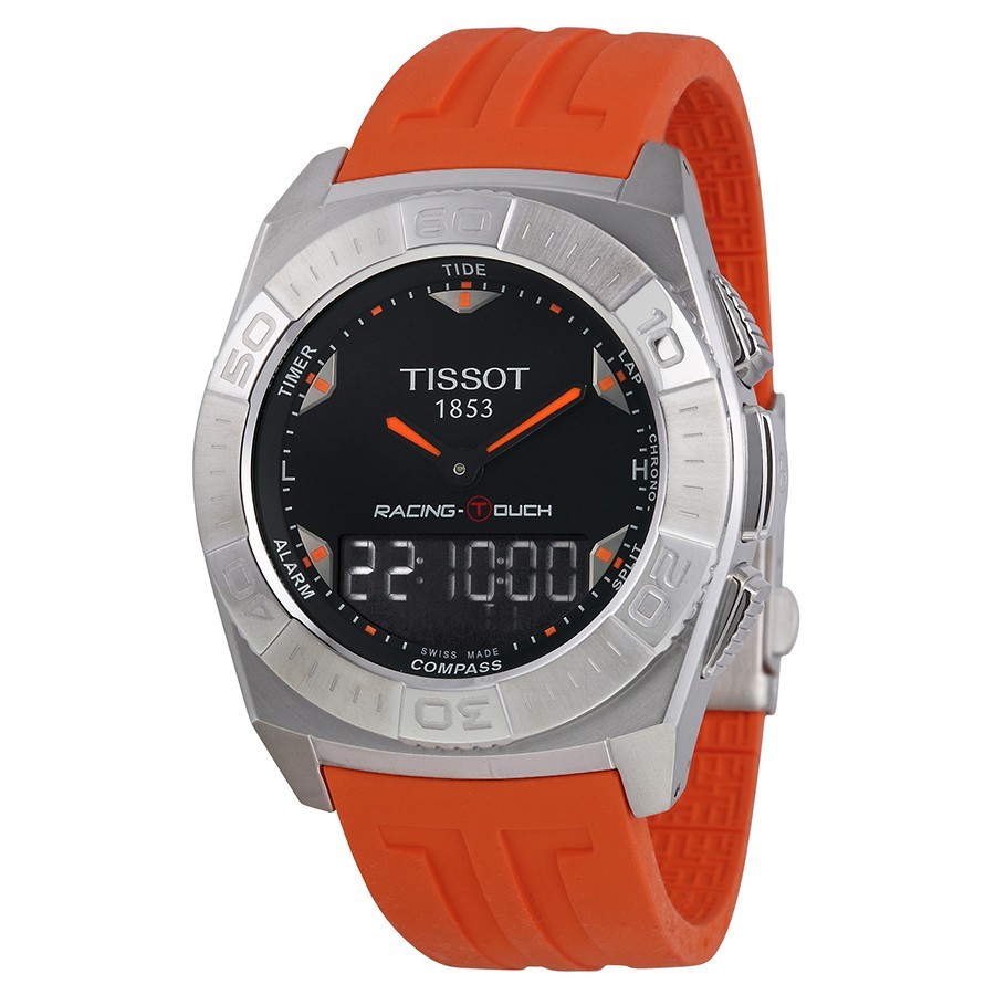 Tissot Racing T-Touch Black Dial & Orange Strap Mens Watch T002520A