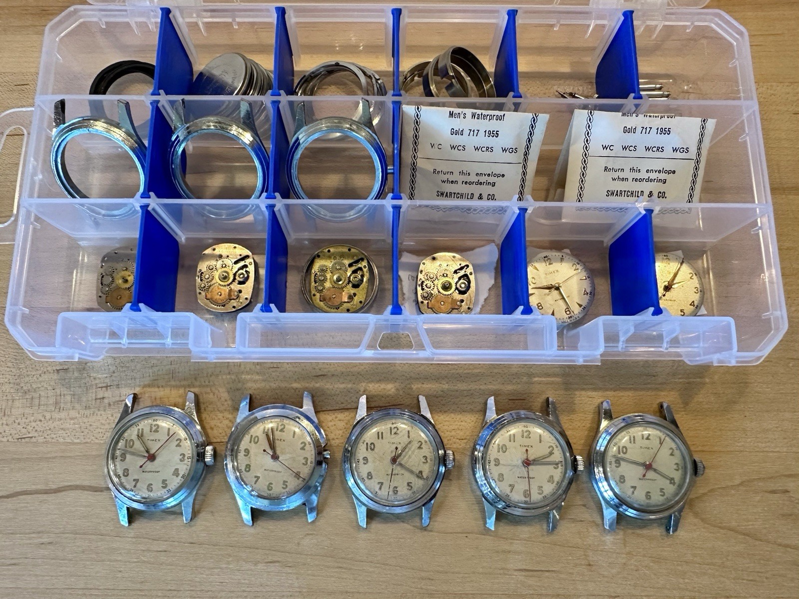 5 Vintage 1955 Timex Marlin Military Watches & Parts – 1950s Waterproof, US Time