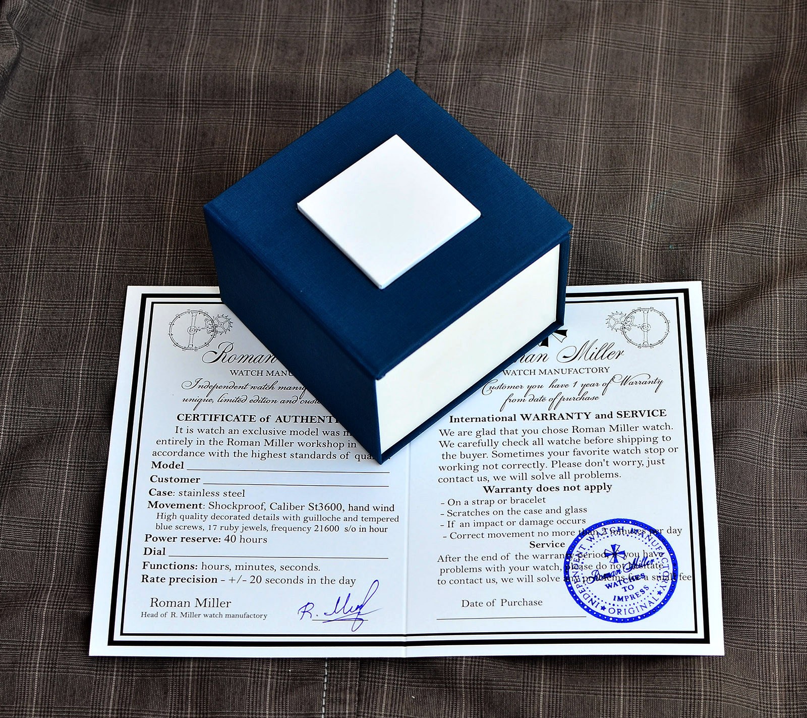 Men’s Luxury Gold Watch with Silver Dial Engraved watch Gift for Husband Miller