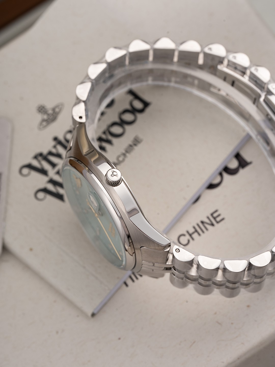 Vivienne Ice Blue Dial 37mm Silver Stainless Steel Men’s Quartz Wrist Watch