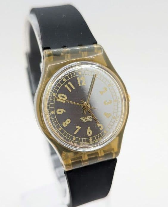 Swatch AG1992 Quartz Watch Men’s Black Rubber Band Battery Tested
