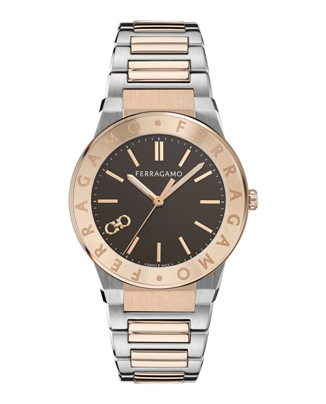 Ferragamo Mens Two Tone 41mm Bracelet Fashion Watch