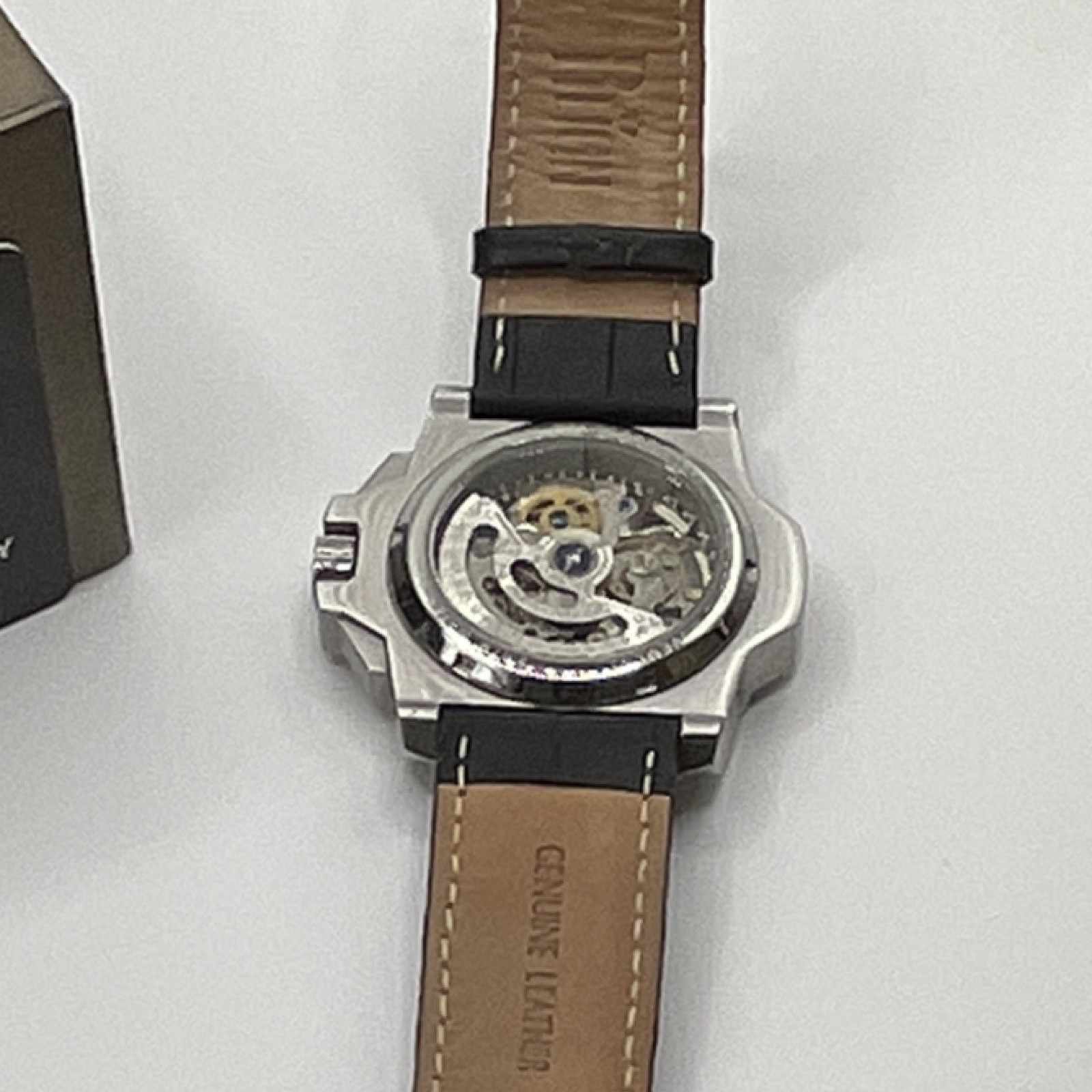 Reign Men’s Automatic Skeleton Dial Silver Tone Black leather Strap