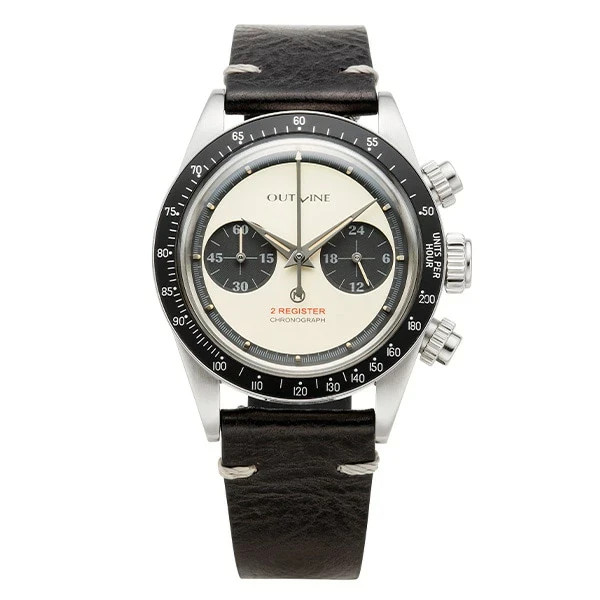 OUTLINE x TiCTAC YK20232-1WHLB 2-Register Chronograph White Black 37.8mm Japan