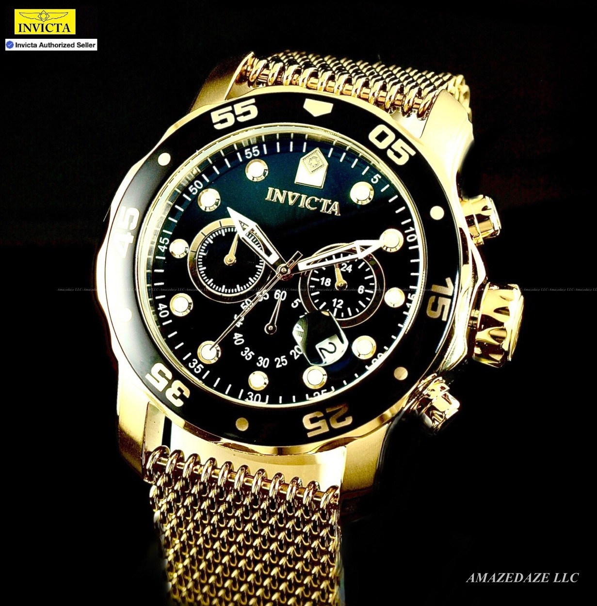 NEW Invicta Men 48mm Pro Diver Scuba Chrono Mesh Bracelet BLUE DIAL SS Watch !!