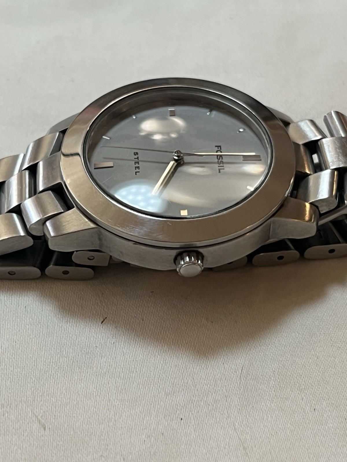Fossil Arkitekt Quartz Watch, Silver Dial, Stainless Bracelet, 37.5mm