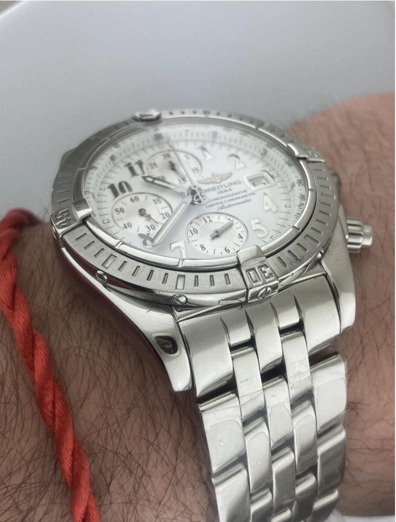 Breitling 44mm A13356 Chronomat Evolution White Dial Chronograph Automatic Date