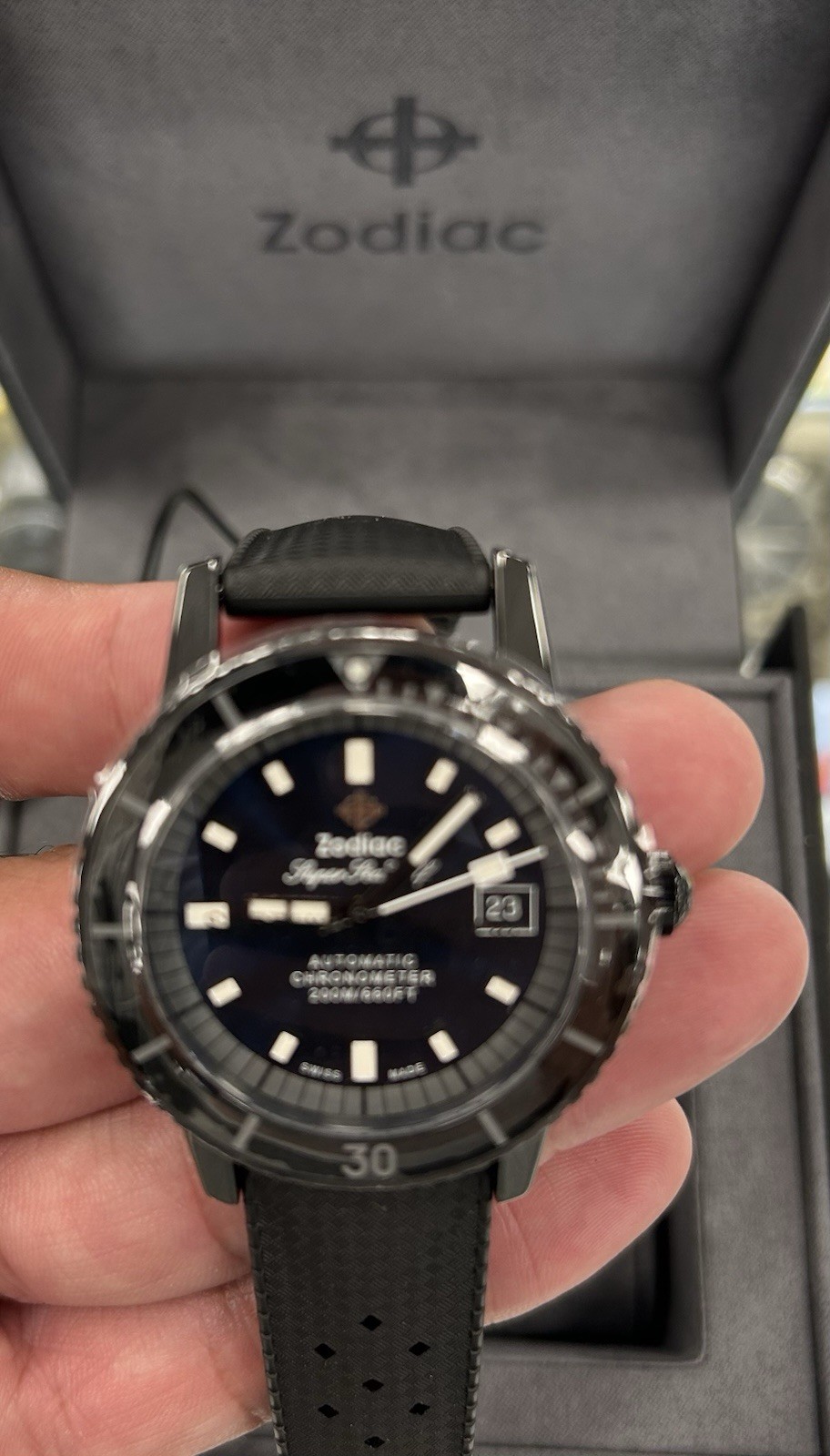 NEW Zodiac Super Sea Wolf Ceramic Compression Diver Automatic Watch Blue ZO9595