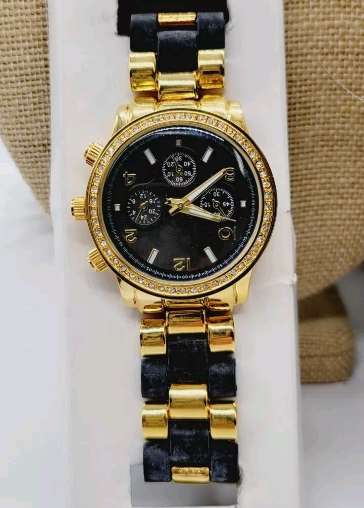 Mark by Avon Watch Perfect Timing Gold tone & Black Band 2013 New Battery