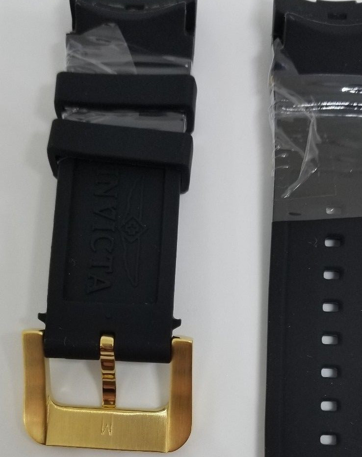 OEM Invicta Pro Diver Scuba Black Rubber Gold Inserts Strap Band 6981 6983