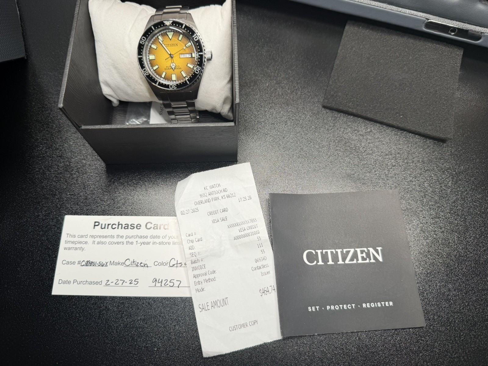 Citizen Promaster Dive Automatic 200m 42 mm Steel yellow ￼Dial Black Bezel Box