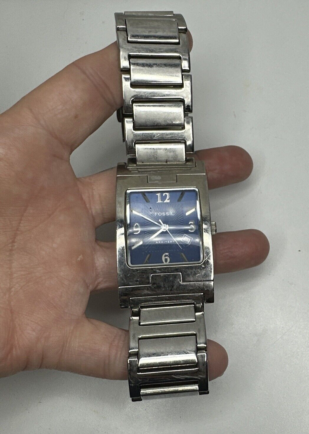Fossil Men’s UNTESTED Arkitekt Quartz Watch FS-2891 Blue Dial Water Resist 50m