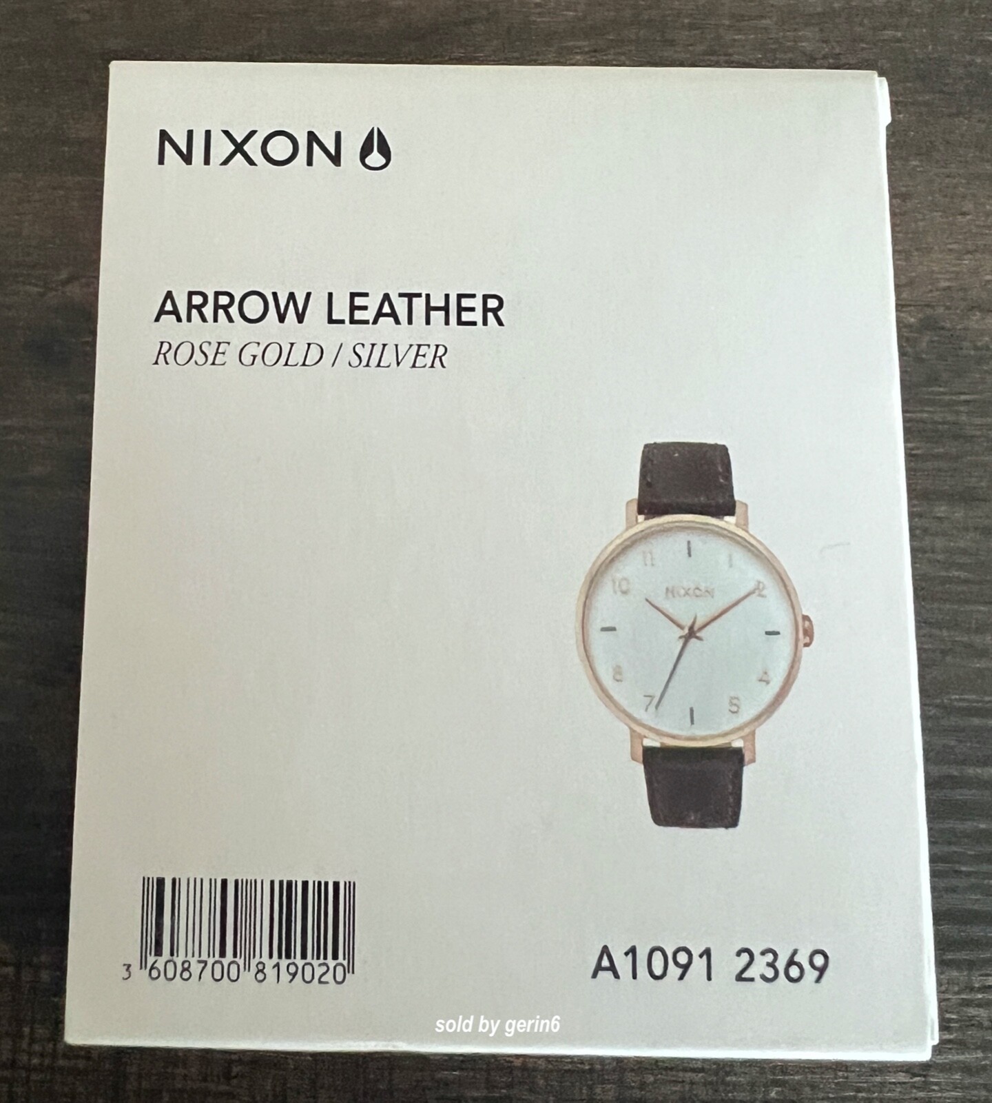 Nixon Arrow Rose Gold & Silver Watch, Brown Leather Strap, 38mm, A1091 2369, NIB