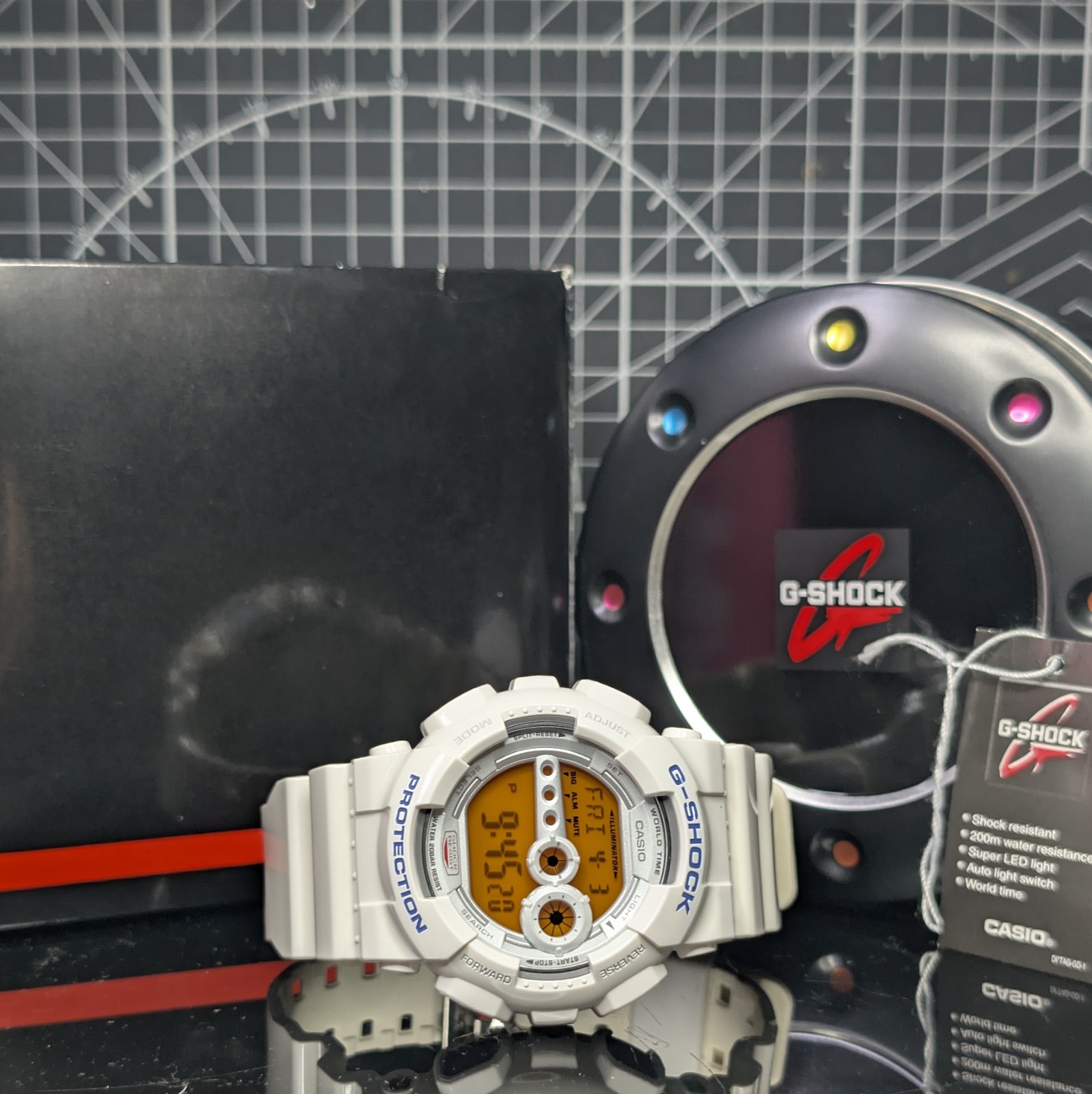 Casio G-Shock CRAZY COLOUR GD-100 White Blue Orange Digital Big Case GD-100SC-7