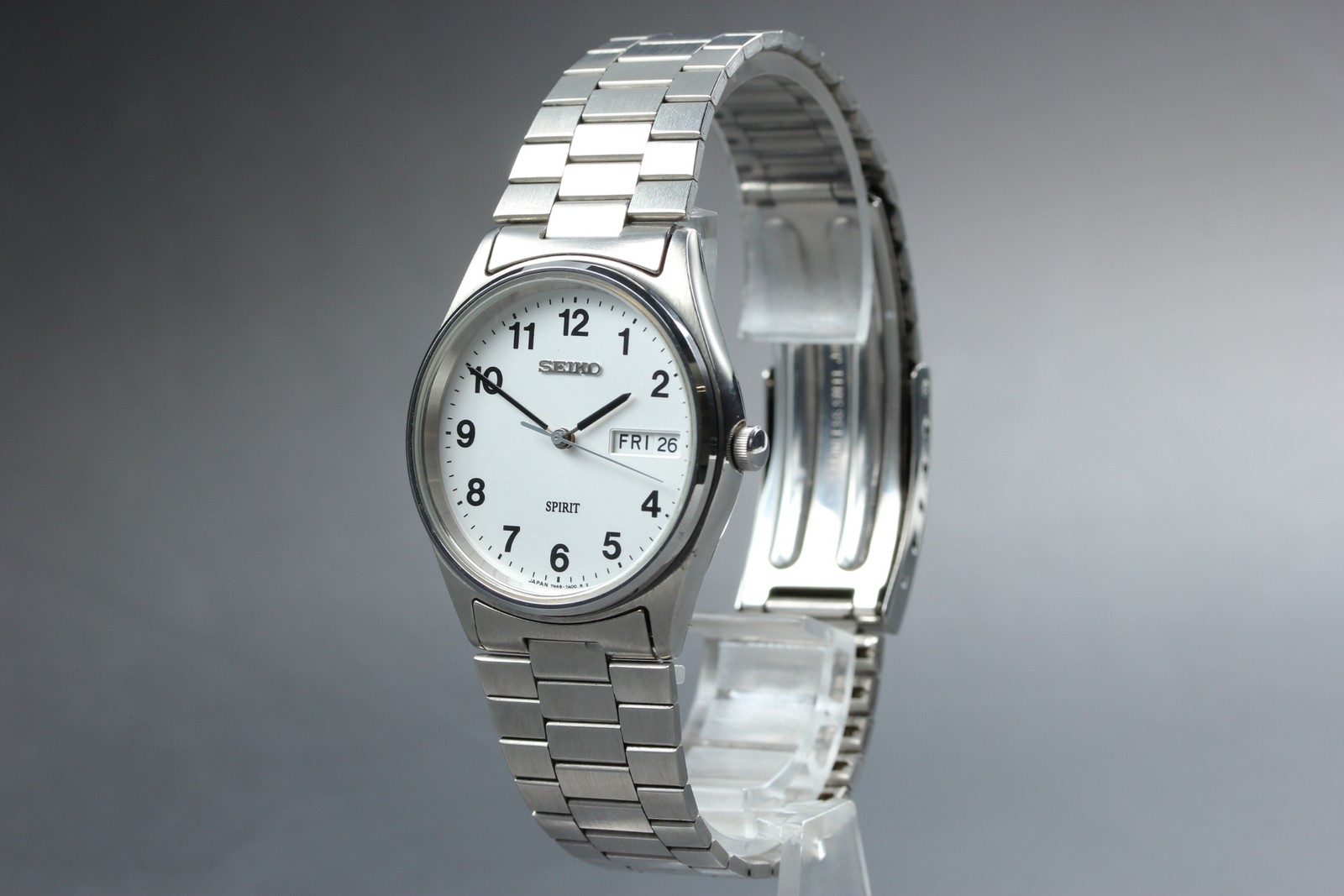[Near MINT+] Vintage SEIKO Spirit 7N48-7A00 34mm White Dial Quartz Men’s Watch