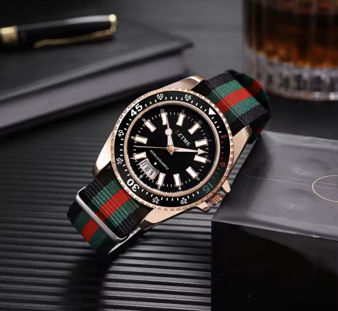 New fashionable men’s nylon strap calendar watch, luxurious and simple business