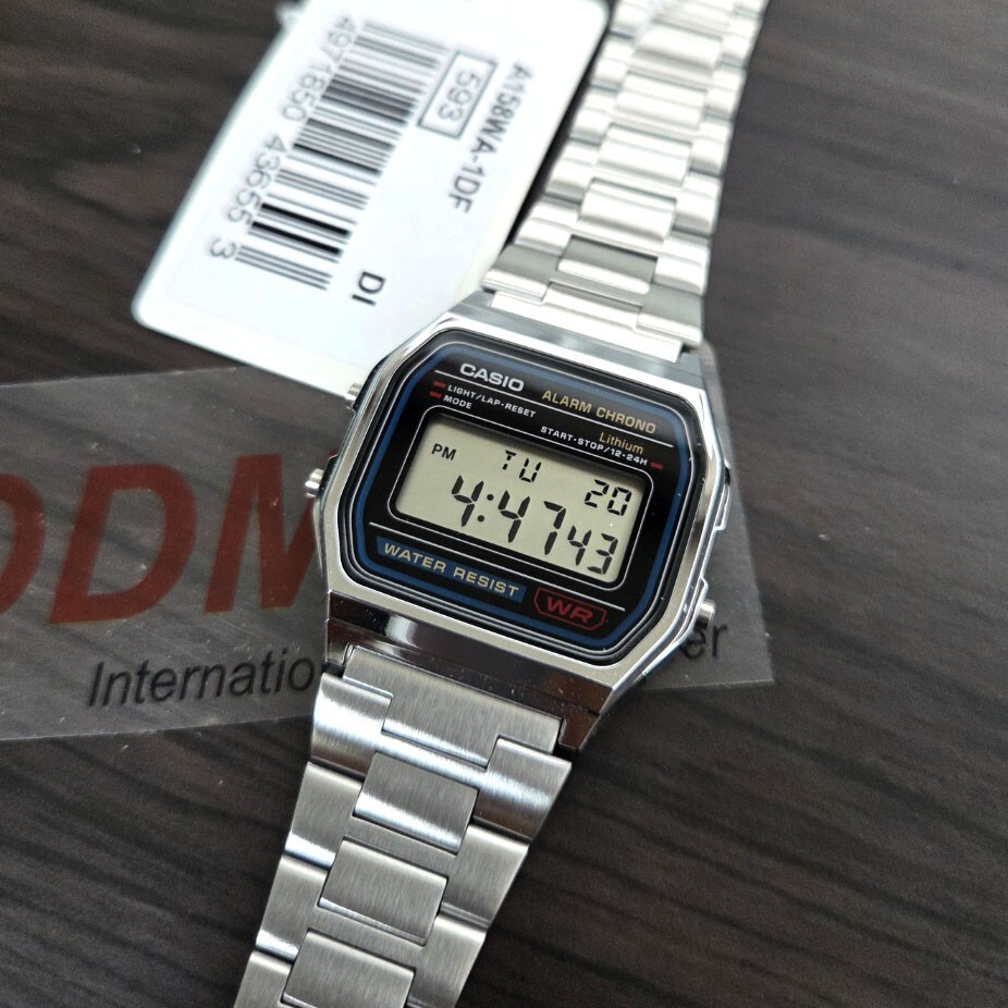 Casio A-158WA-1 metal band Original Classic Chronograph Unisex Watch Alarm Date