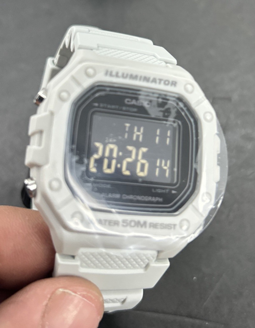 Casio W218H-8BV, Chronograph Watch, Off-White Resin Band, Alarm, Illuminator