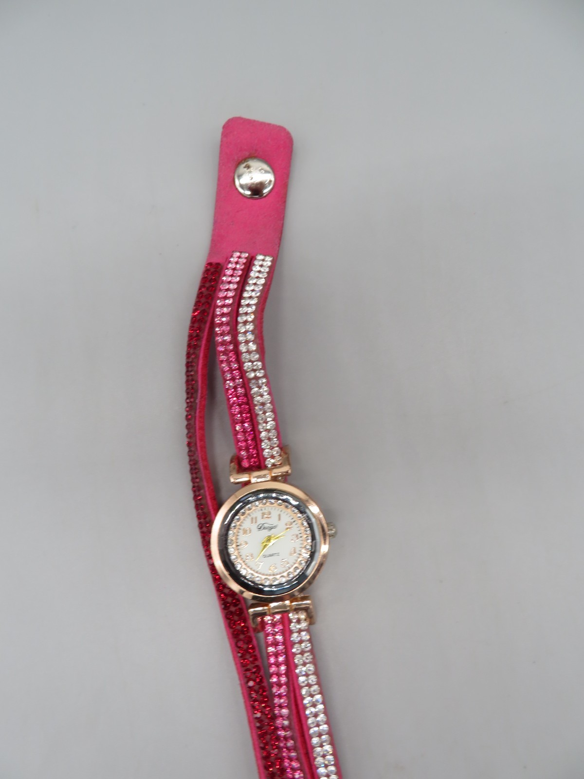 Ladies Duoya Wrap Watch Red, Pink & Clear Gemstones Pink Band New Battery
