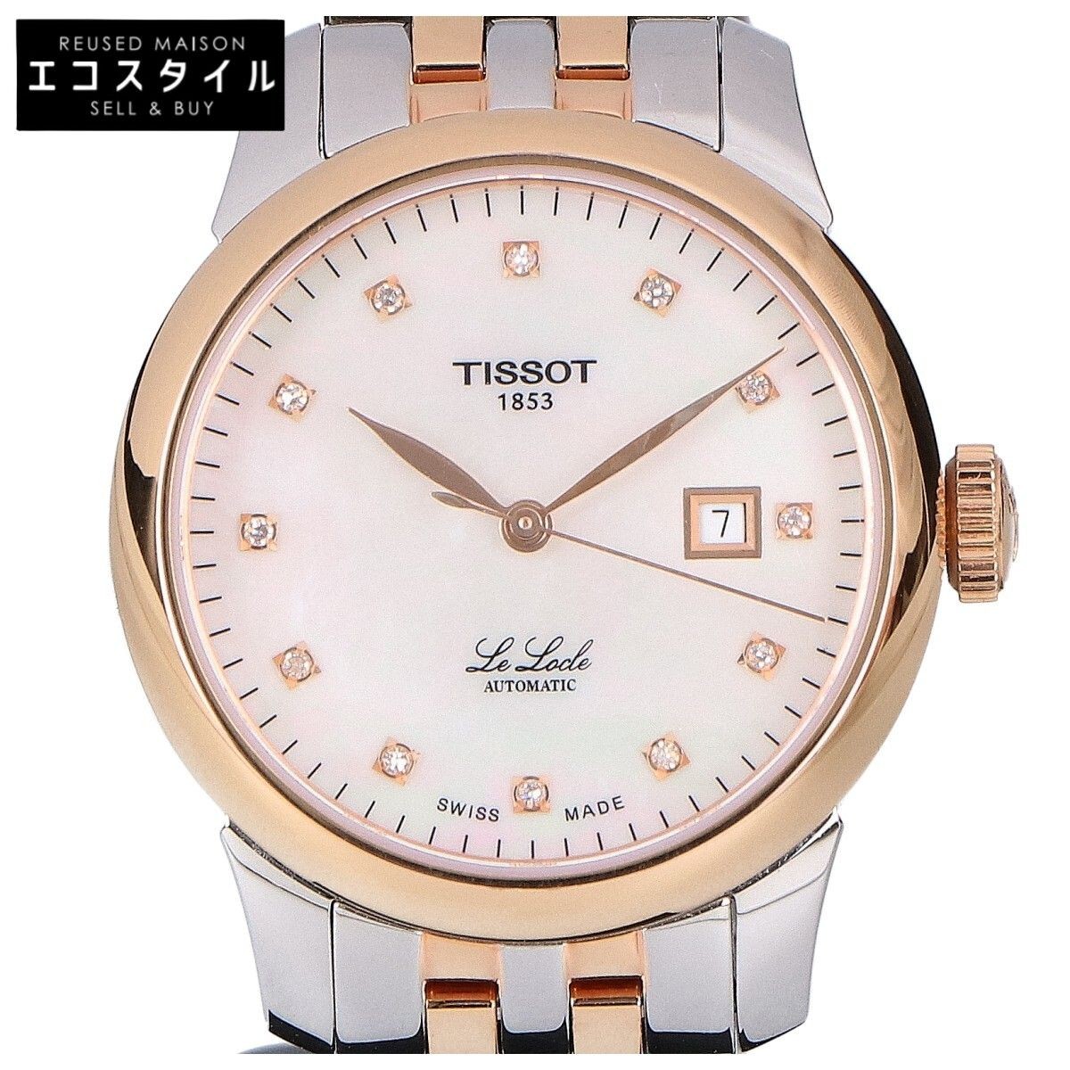 TISSOT Le Locle 29mm Automatic Watch White MOP Dial See-through Back Used