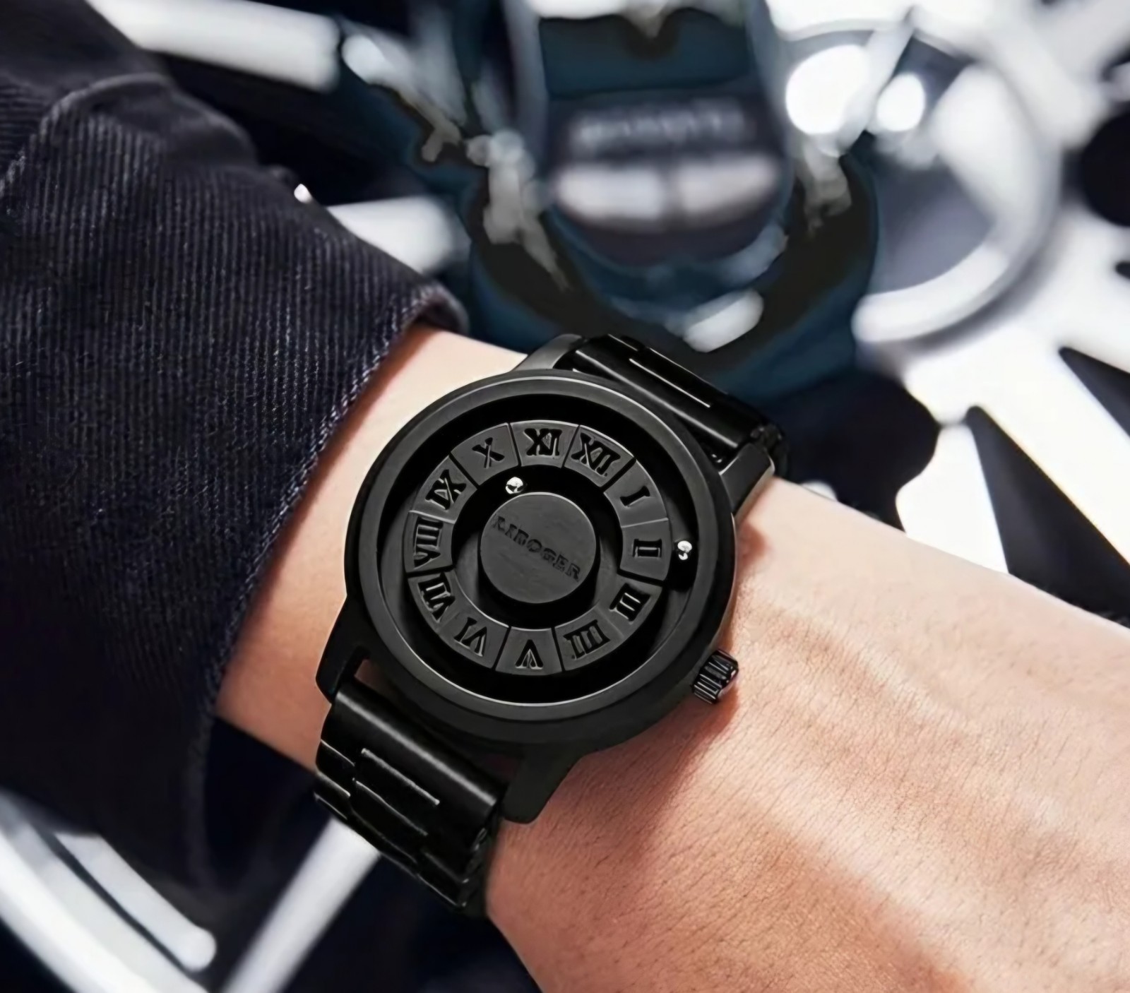 Men Luxury Watch Magnetic Bead Mirrorless Dial. Roman numerals. LARP, COSPLAY