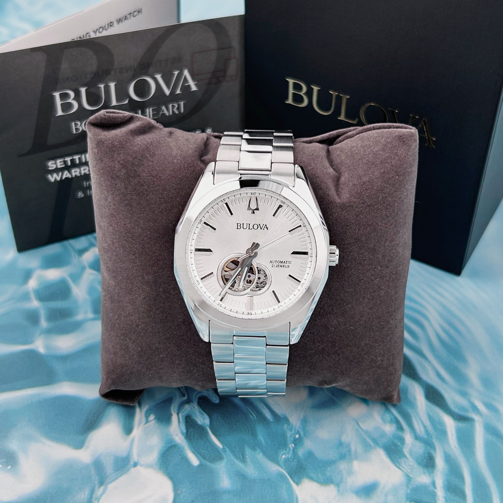 Bulova Classic Surveyor 96A274 Silver Tone Dial Men’s Automatic Watch 42mm
