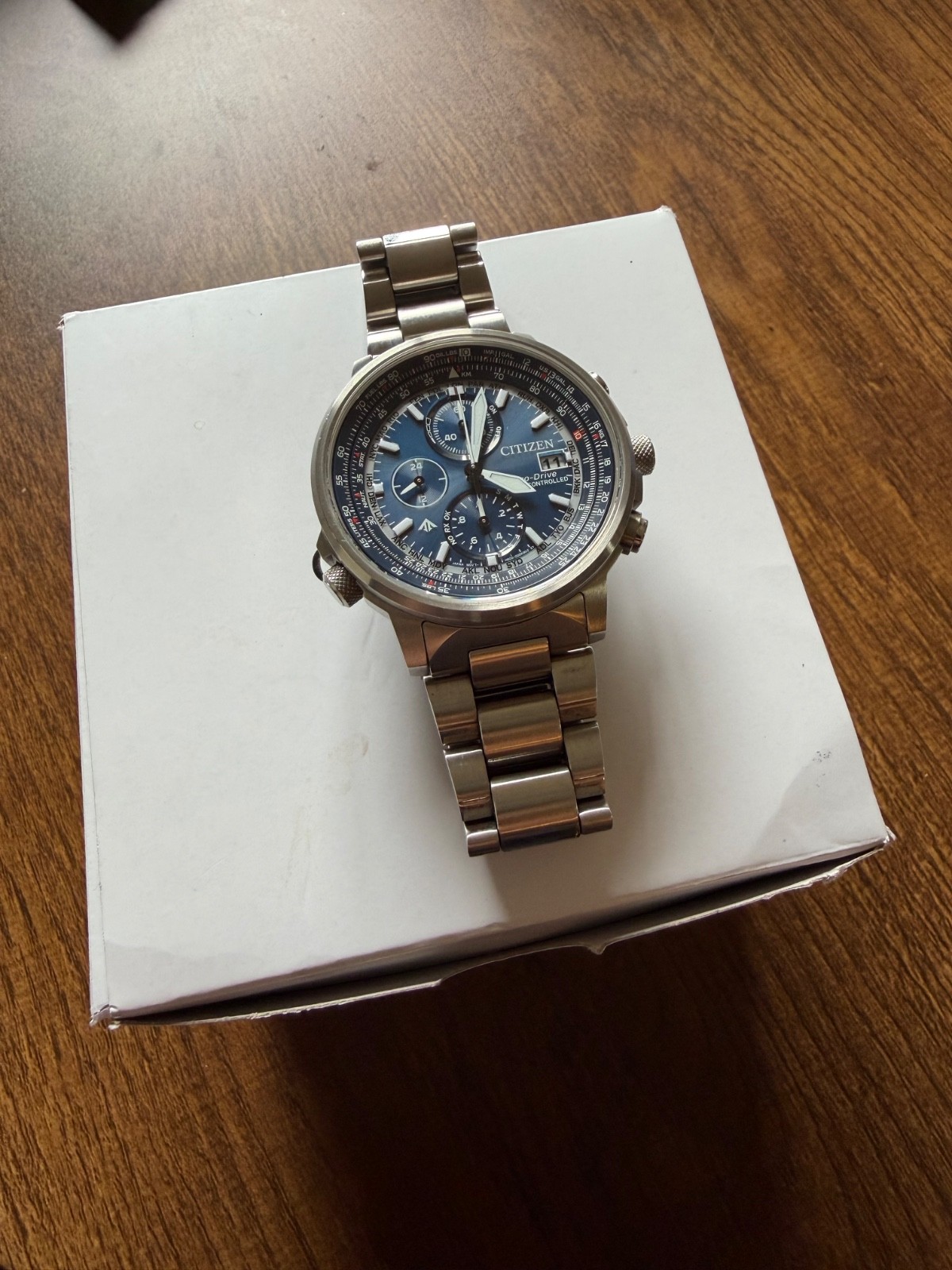 Citizen Men’s Sky Perpetual Chronograph Silver Eco-Drive Watch 41MM AT8300-58L