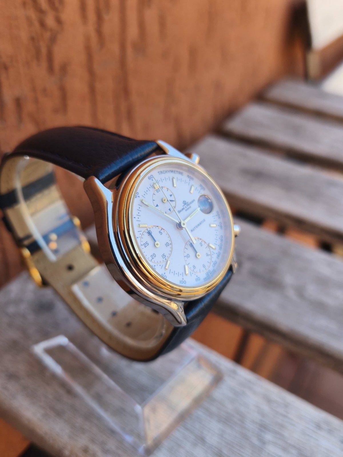 Baume & Mercier 6103 Chrono 🏁 Automatic Date 🇨🇭 Gold Steel Watch