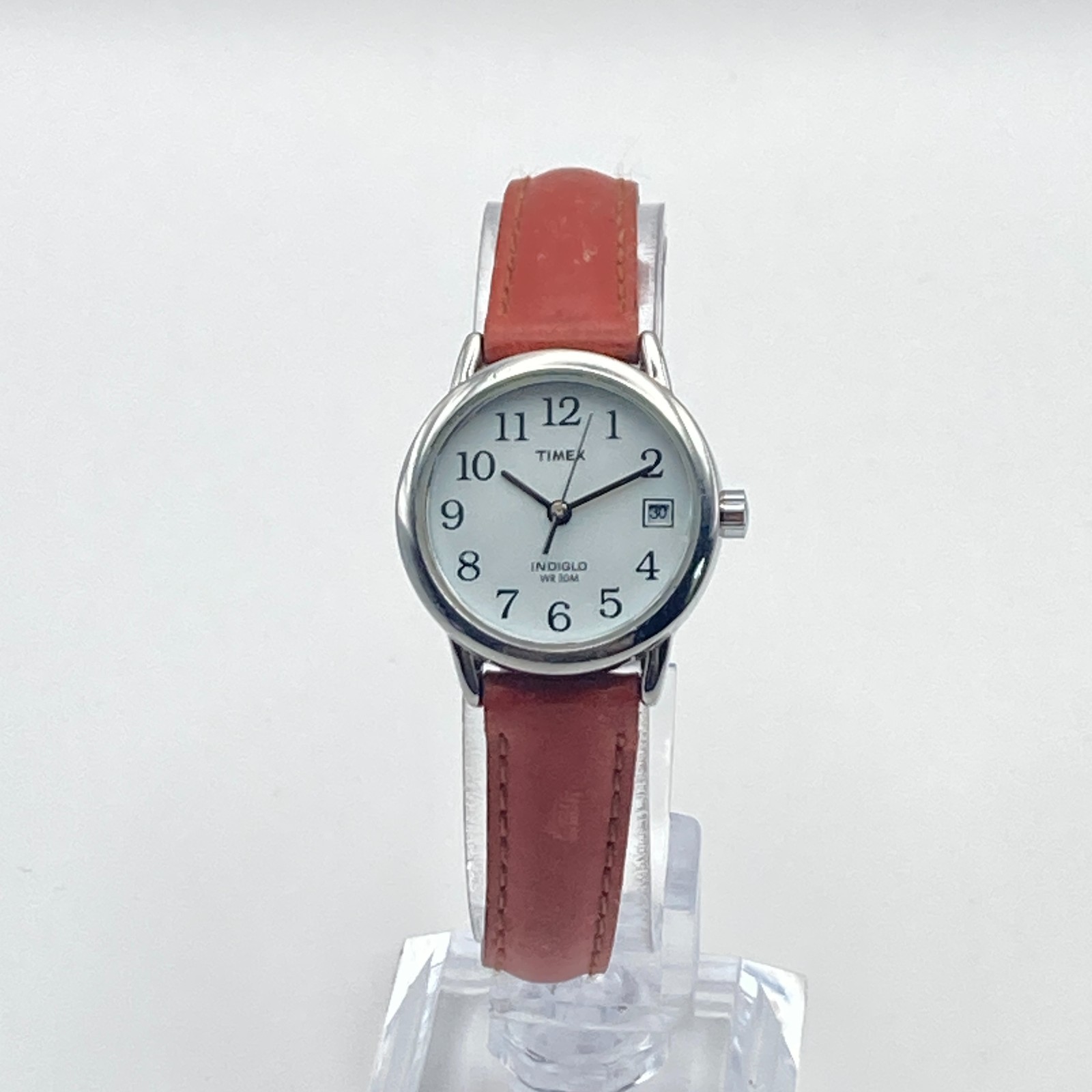 Timex Easy Reader Women’s Watch Silver Tone Date Indiglo New Battery SMALL 7.5″