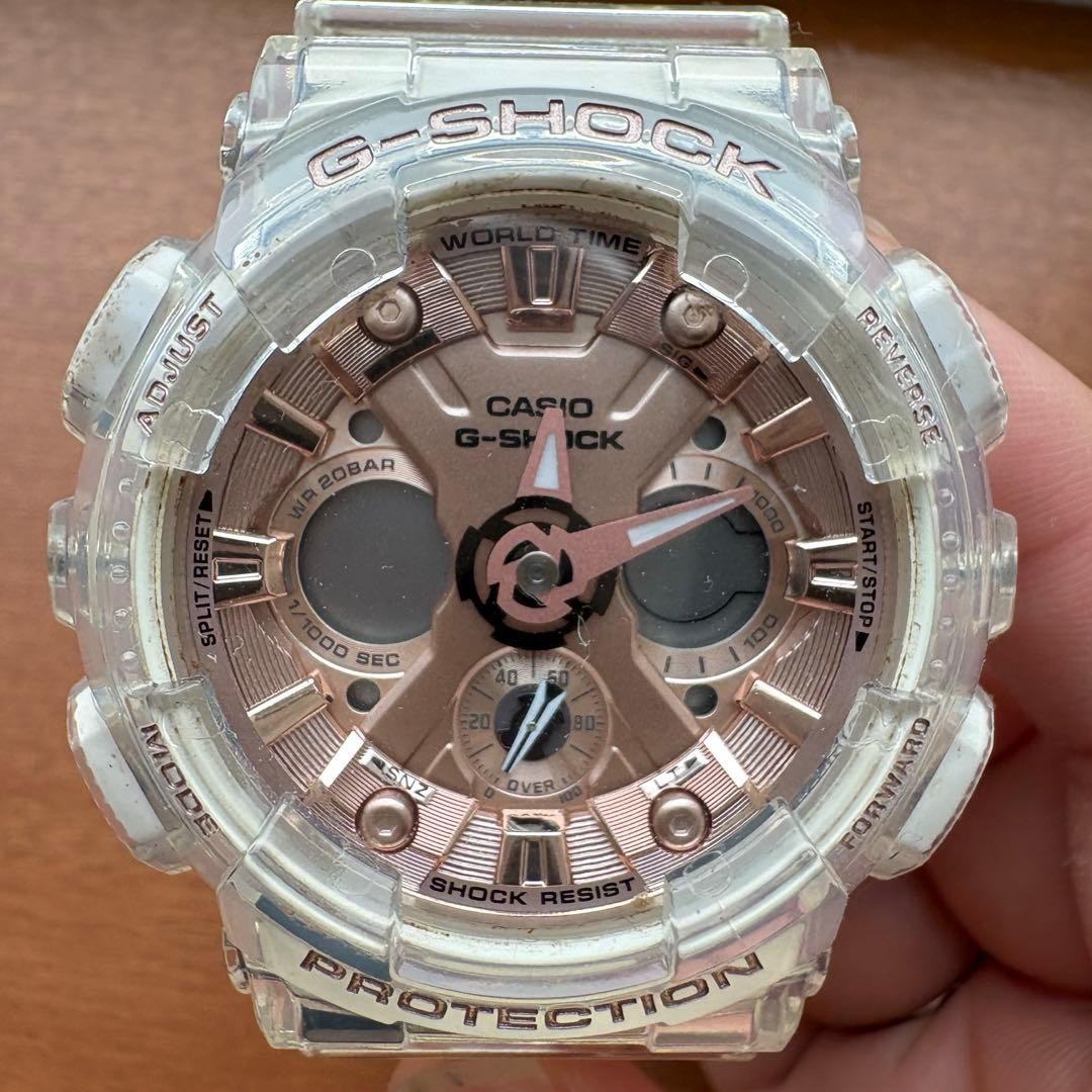 CASIO G-SHOCK GMA-S120SR-7A RoseGold Clear Digital Watch Used Japan