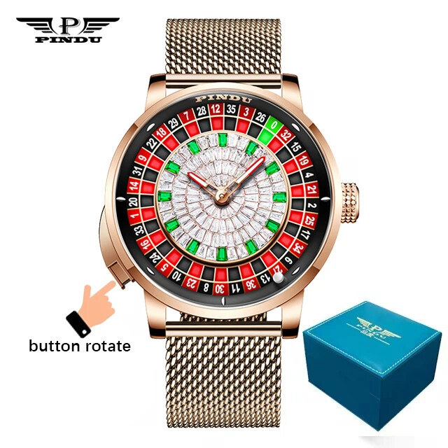PINDU Men’s Watch European Button Roulette NH35A Automatic Casino Watch P6628