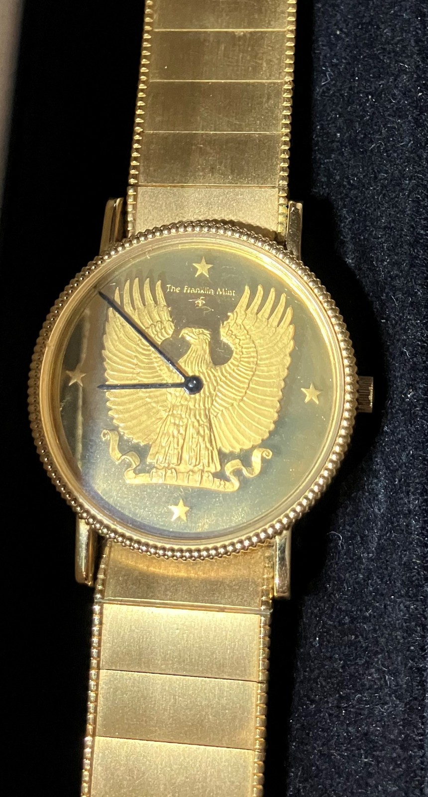 FRANKLIN MINT EAGLE WRISTWATCH WATCH STERLING SILVER 925 DIAL SWISS MVMT IN CASE