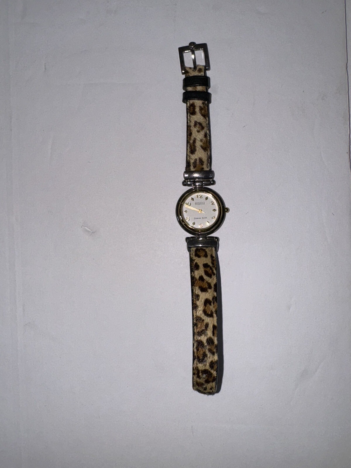 Ecclissi Sterling Silver 925 Cheetah Leopard Print Round Face Watch 21700!!