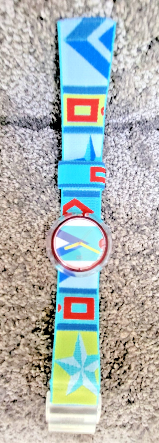 Vintage 1990 POP Swatch Watch PWR105 Caleidoscope with box and instruction sheet