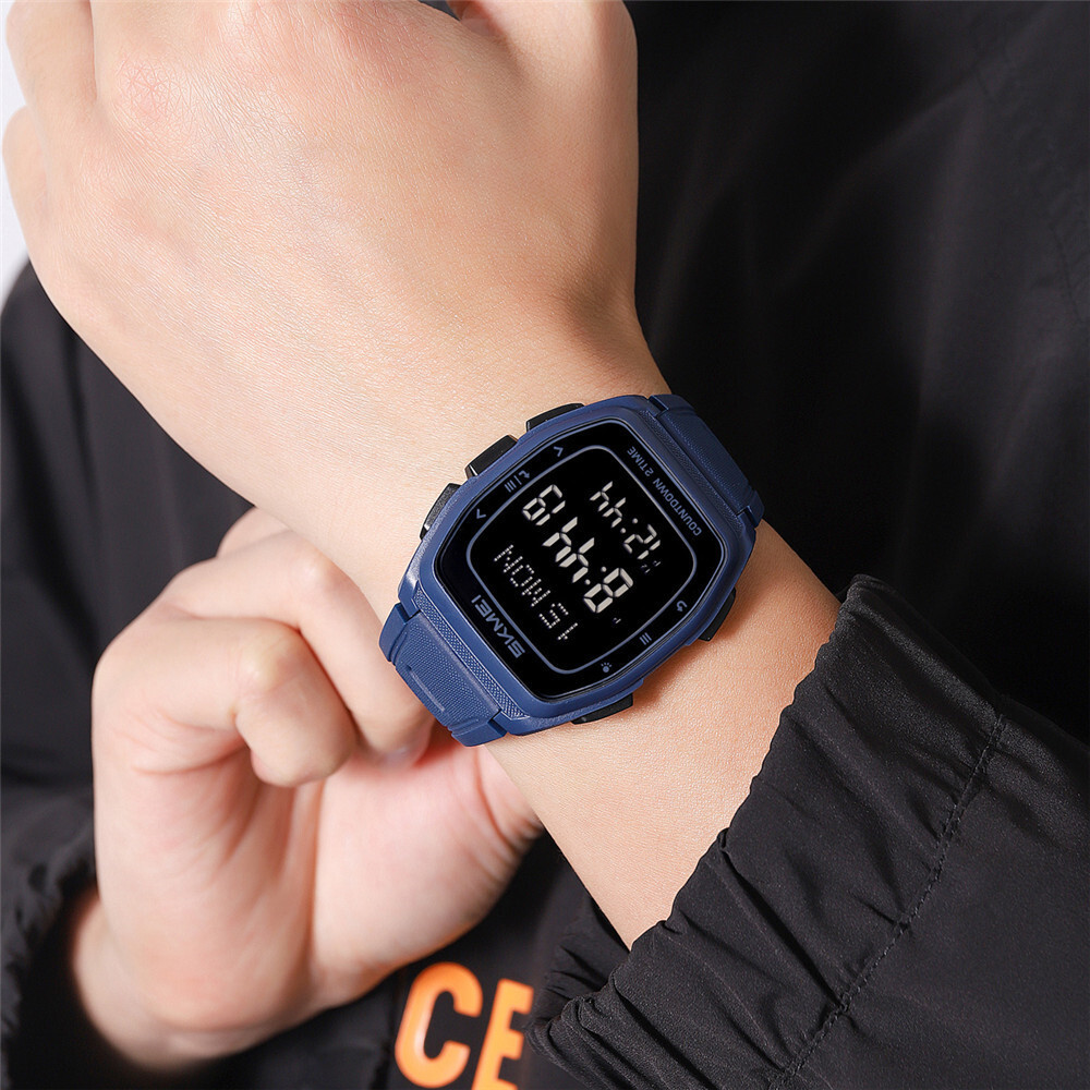 SKMEI Men Rectangle Watch Digital Electronic Wristwatch Students Boy Sport Watch