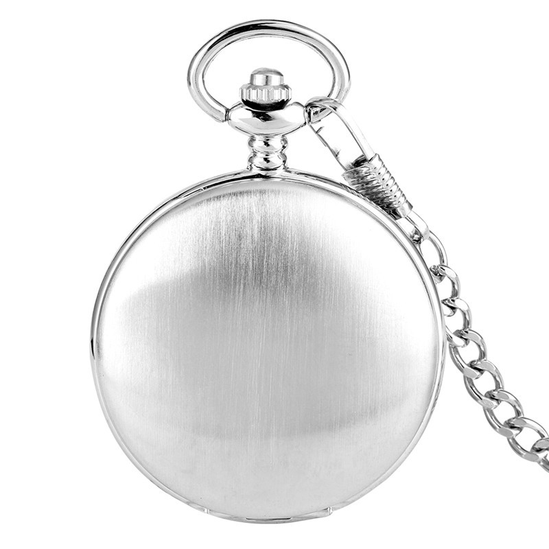 Men’s Silver Pocket Watch Smooth Hand-winding Mechanical Double Hunter Watches