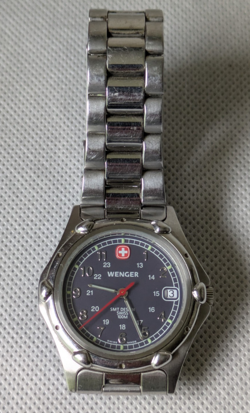Wenger Swiss Quartz Watch Men 24hr / Date Military Dial