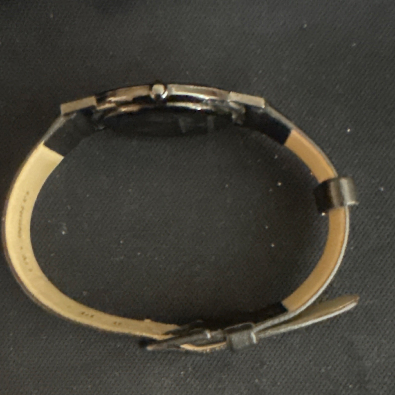 Vintage 1990 Ole Mathiesen Black Wristwatch, Red Green Hands Black Leather Band