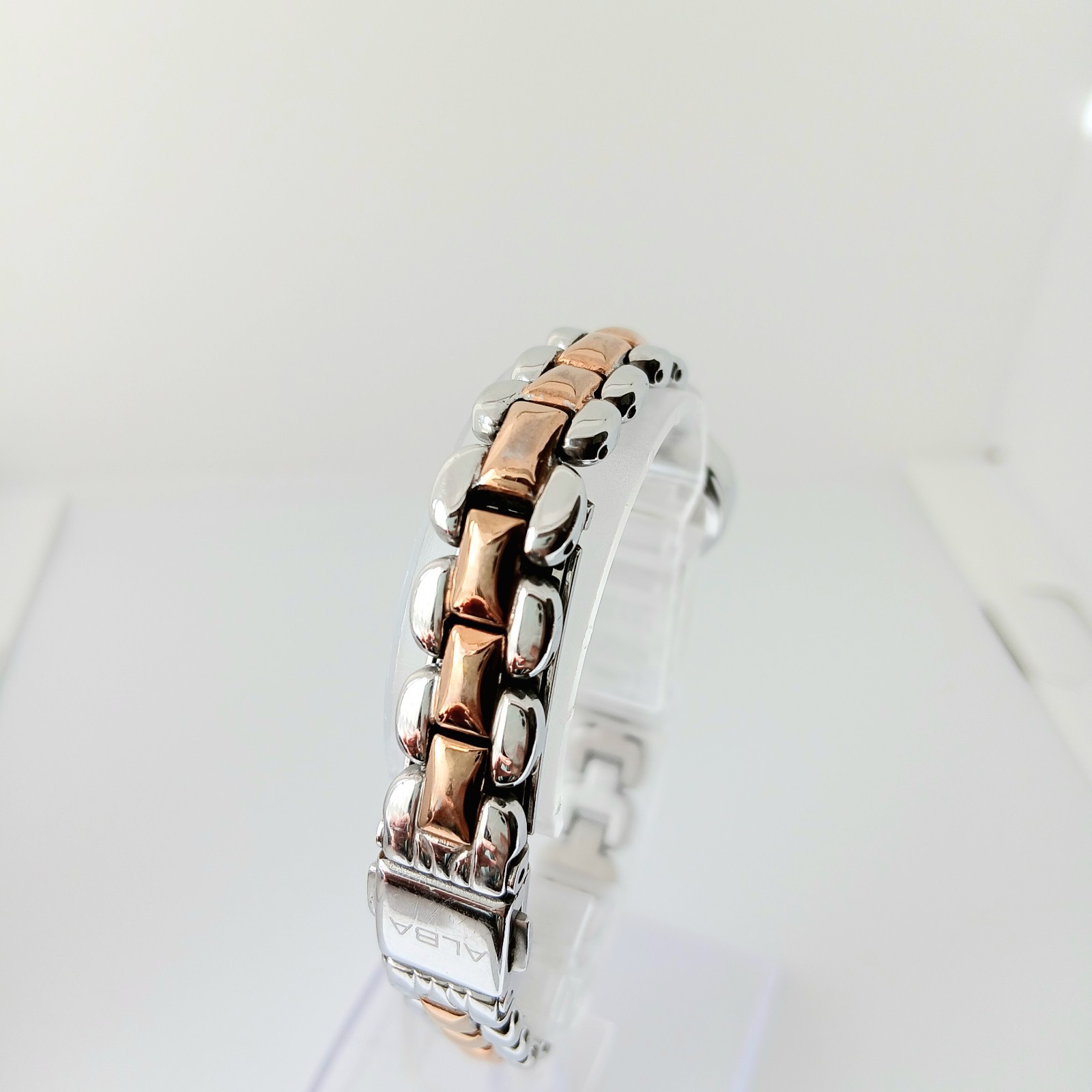 Vintage SEIKO ALBA Dodecagon Quartz Ladies Watch 1N01-KH90 Silver Rose Gold Work