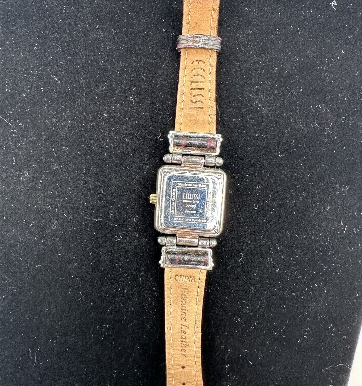 Ecclissi Sterling Silver Watch Brown Alligator Leather Band 22490 Blue Face
