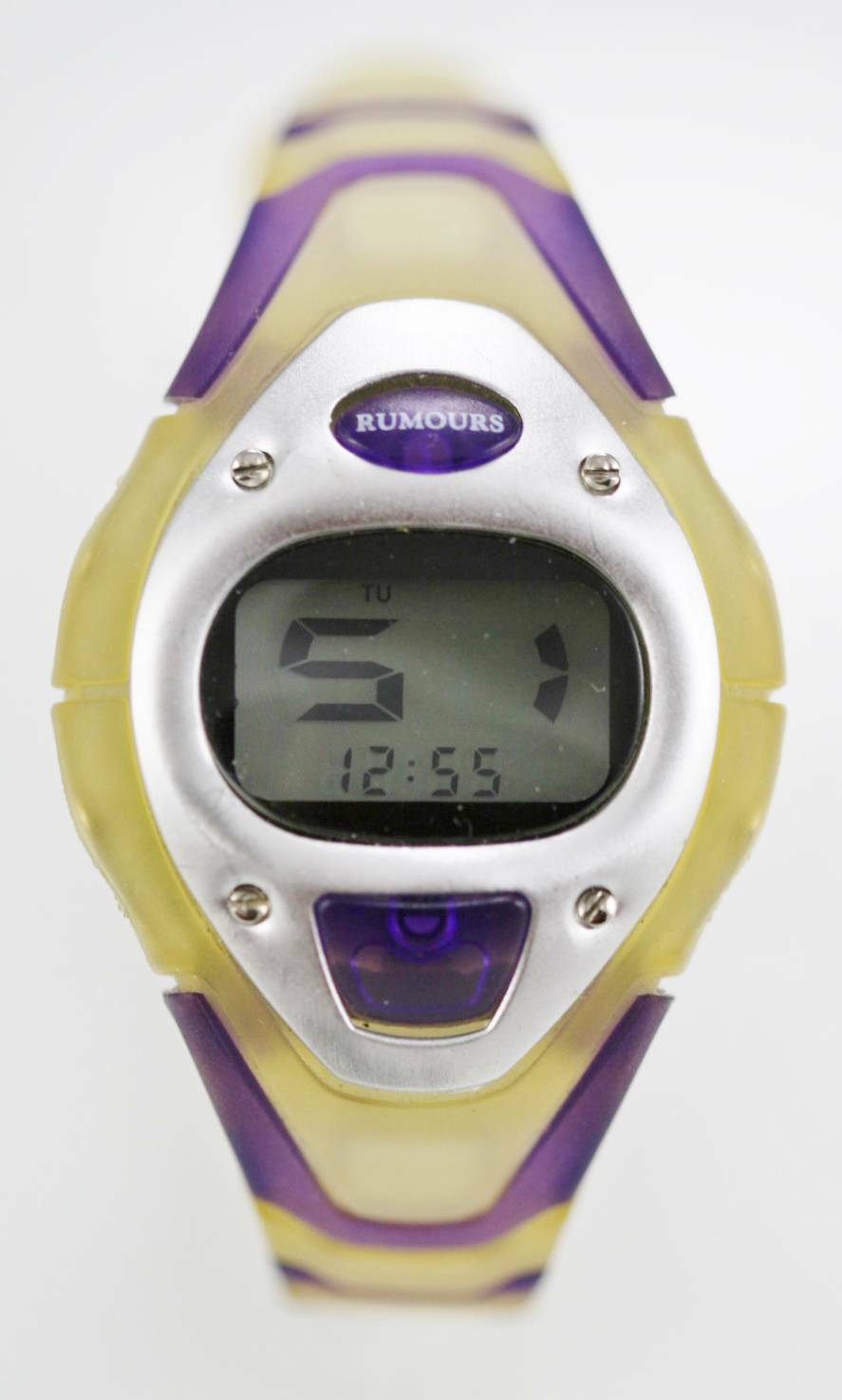 Rumours Watch Women/Youth Yellow Purple Plastic 24h Light Date Alarm Stop Quartz